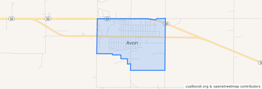 Mapa de ubicacion de Avon.