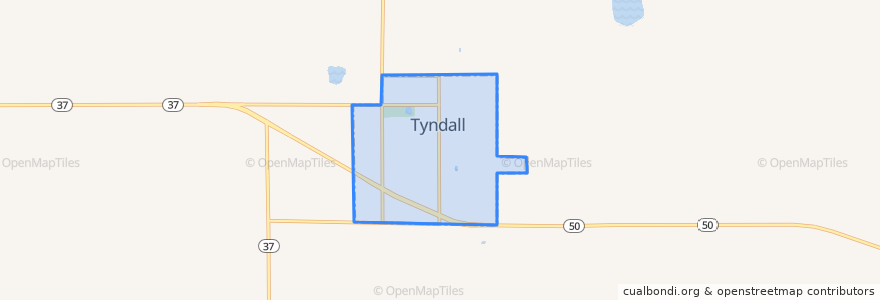 Mapa de ubicacion de Tyndall.