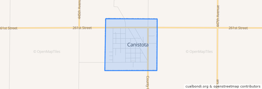 Mapa de ubicacion de Canistota.
