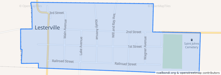 Mapa de ubicacion de Lesterville.
