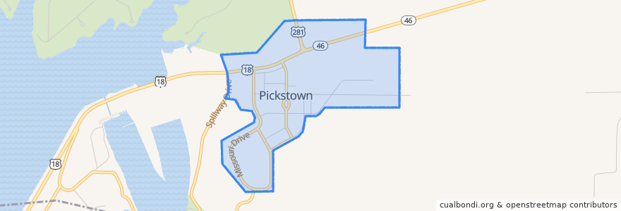 Mapa de ubicacion de Pickstown.