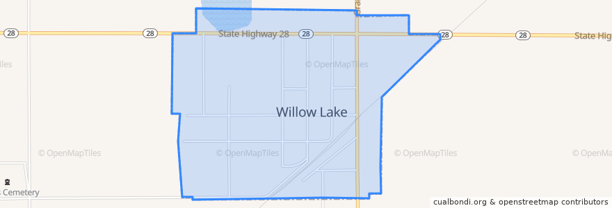 Mapa de ubicacion de Willow Lake.