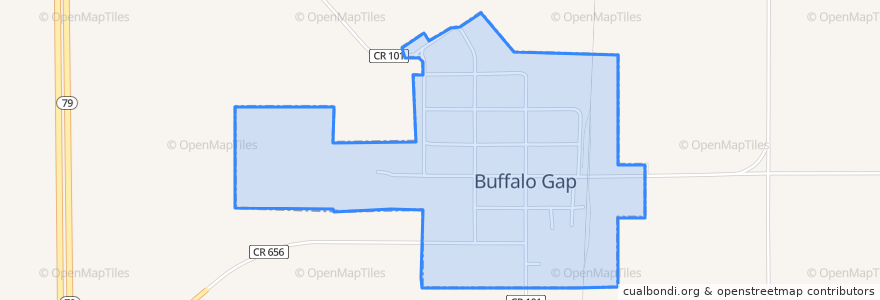 Mapa de ubicacion de Buffalo Gap.