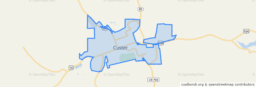 Mapa de ubicacion de Custer.