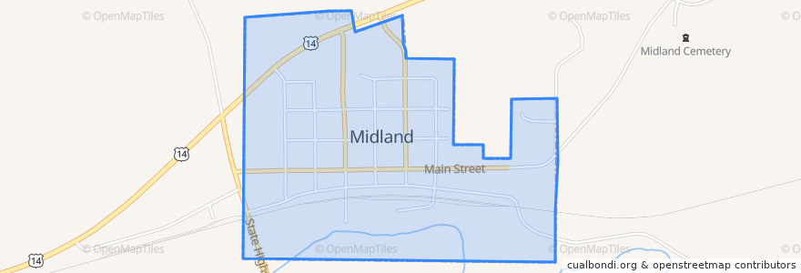 Mapa de ubicacion de Midland.