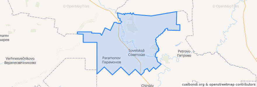 Mapa de ubicacion de Советское сельское поселение.