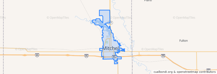 Mapa de ubicacion de Mitchell.