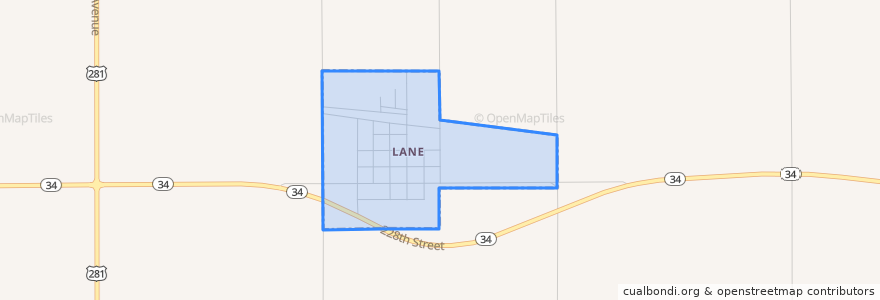 Mapa de ubicacion de Lane.