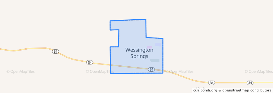 Mapa de ubicacion de Wessington Springs.