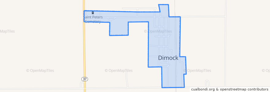 Mapa de ubicacion de Dimock.
