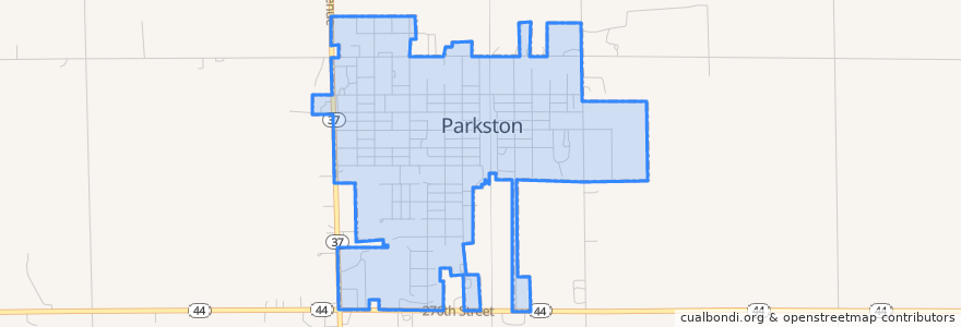 Mapa de ubicacion de Parkston.