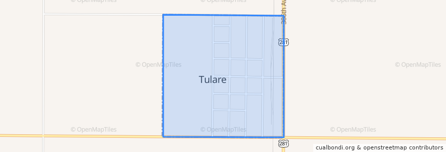 Mapa de ubicacion de Tulare.