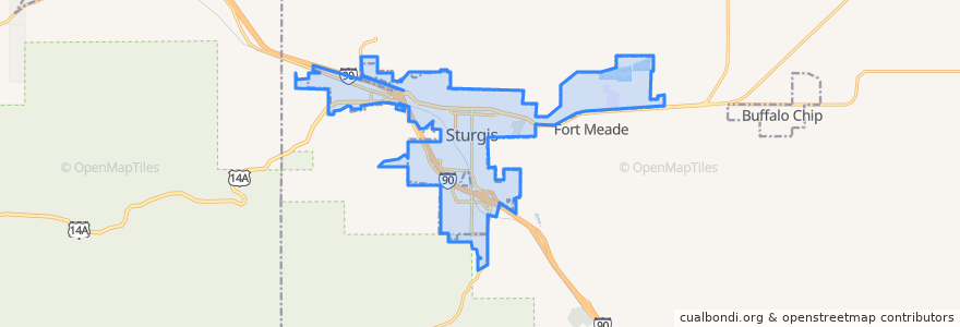 Mapa de ubicacion de Sturgis.