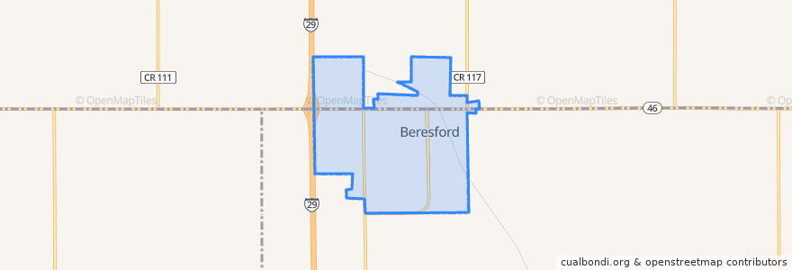 Mapa de ubicacion de Beresford.
