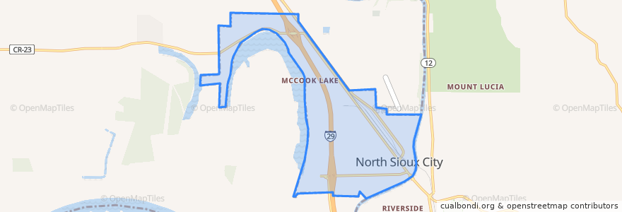 Mapa de ubicacion de North Sioux City.