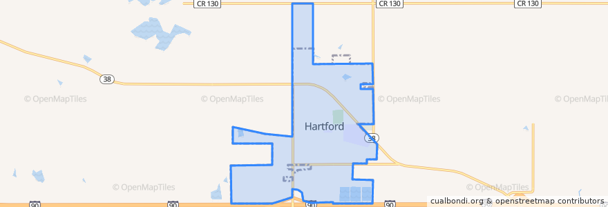 Mapa de ubicacion de Hartford.