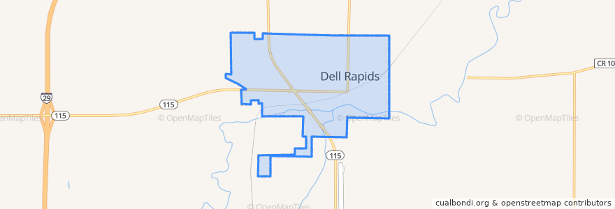 Mapa de ubicacion de Dell Rapids.