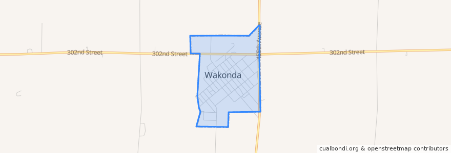 Mapa de ubicacion de Wakonda.