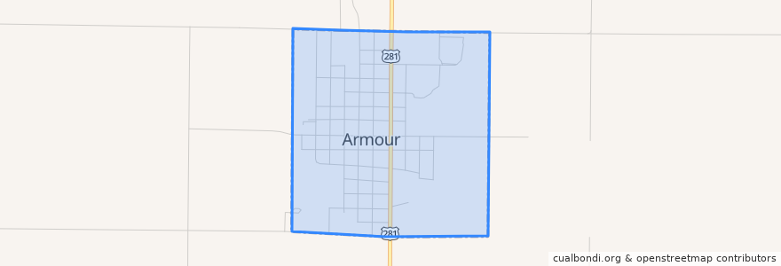 Mapa de ubicacion de Armour.