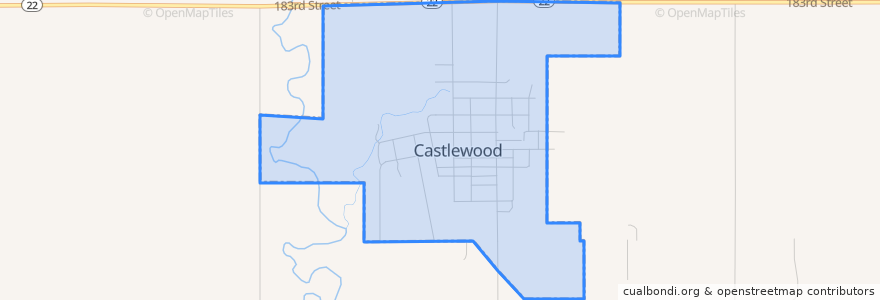 Mapa de ubicacion de Castlewood.