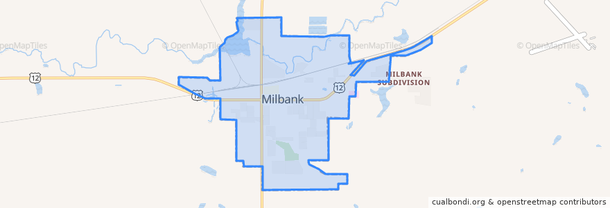 Mapa de ubicacion de Milbank.