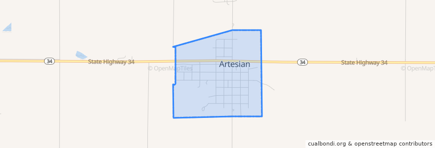 Mapa de ubicacion de Artesian.