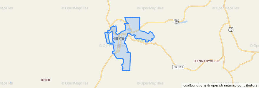 Mapa de ubicacion de Hill City.