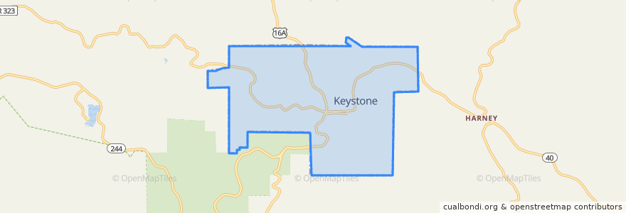 Mapa de ubicacion de Keystone.