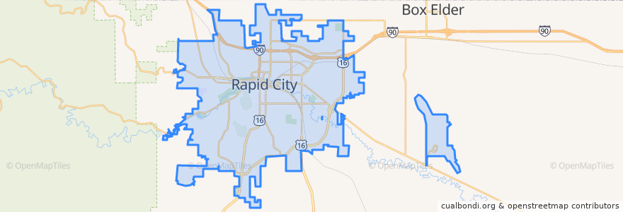 Mapa de ubicacion de Rapid City.