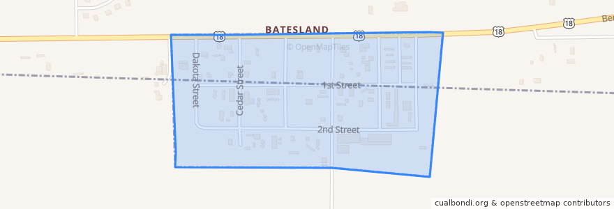 Mapa de ubicacion de Batesland.