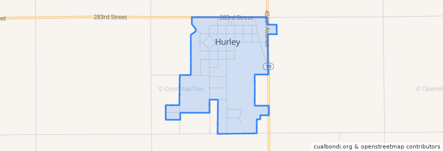 Mapa de ubicacion de Hurley.