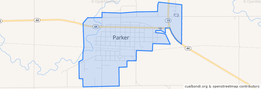 Mapa de ubicacion de Parker.