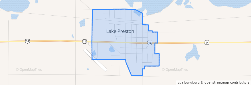 Mapa de ubicacion de Lake Preston.