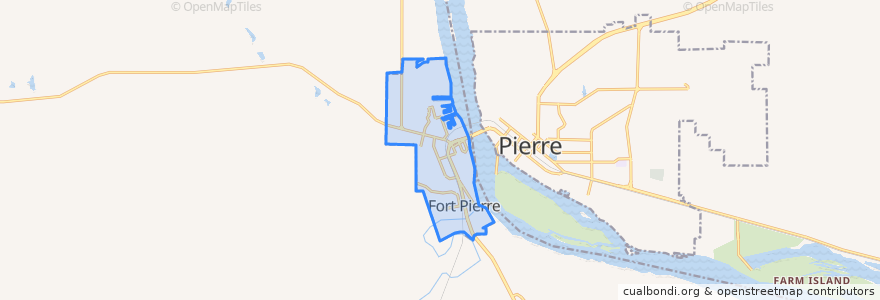 Mapa de ubicacion de Fort Pierre.