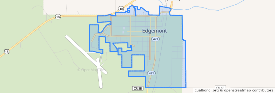 Mapa de ubicacion de Edgemont.