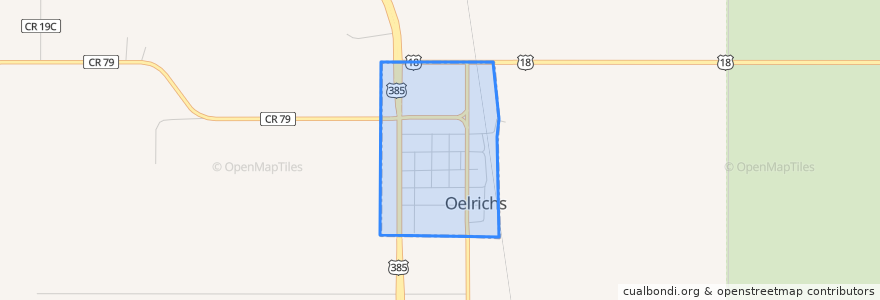 Mapa de ubicacion de Oelrichs.