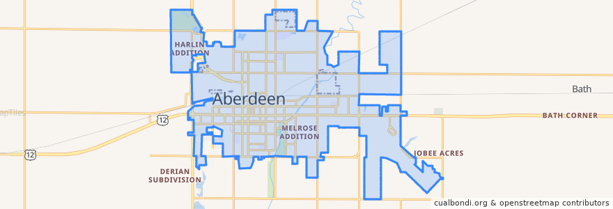 Mapa de ubicacion de Aberdeen.