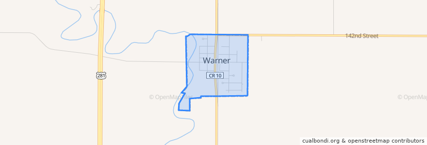 Mapa de ubicacion de Warner.