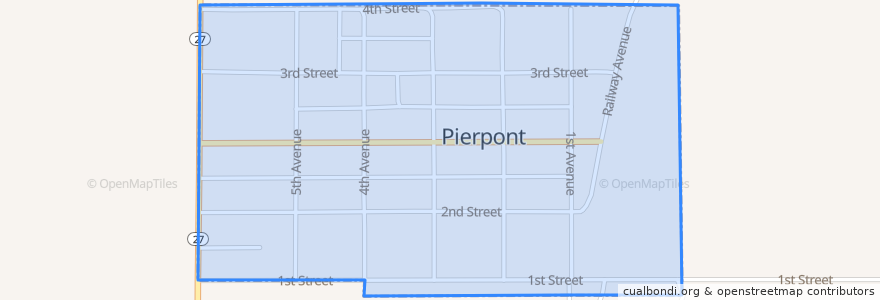 Mapa de ubicacion de Pierpont.