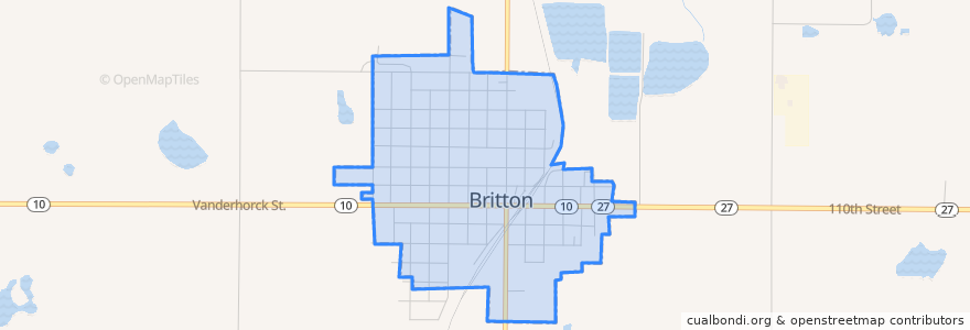Mapa de ubicacion de Britton.