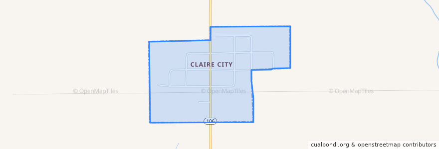 Mapa de ubicacion de Claire City.