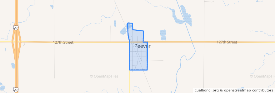 Mapa de ubicacion de Peever.