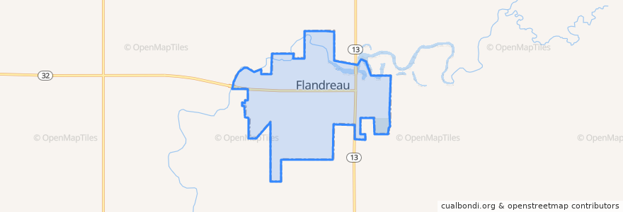 Mapa de ubicacion de Flandreau.