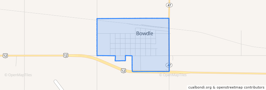 Mapa de ubicacion de Bowdle.
