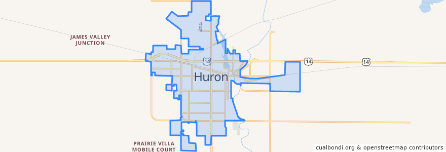 Mapa de ubicacion de Huron.