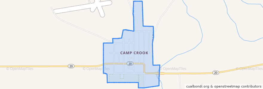 Mapa de ubicacion de Camp Crook.