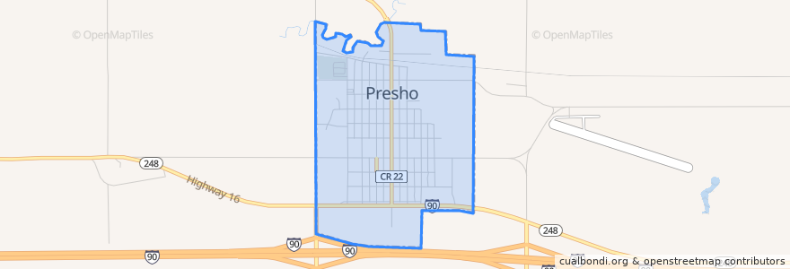Mapa de ubicacion de Presho.