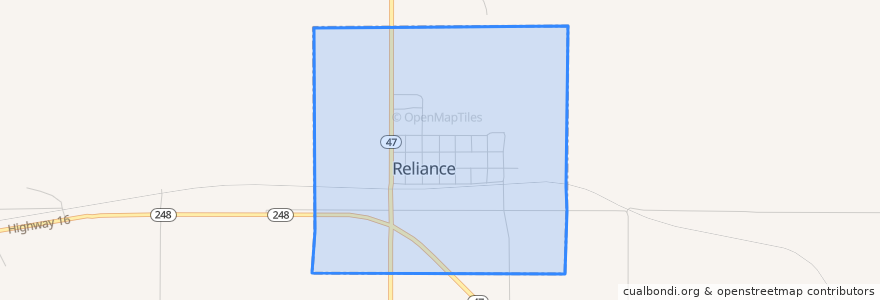 Mapa de ubicacion de Reliance.