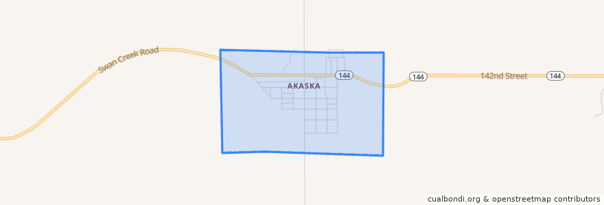Mapa de ubicacion de Akaska.