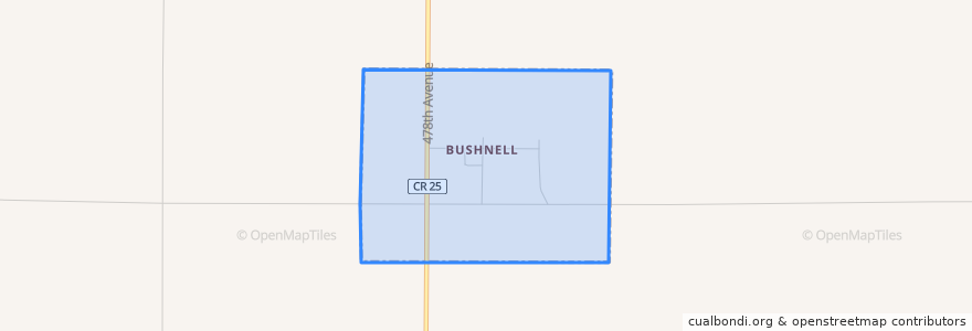 Mapa de ubicacion de Bushnell.